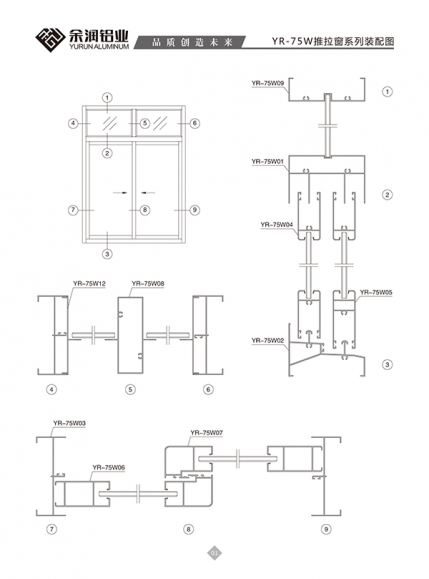 YR-75W推拉窗系列裝配圖