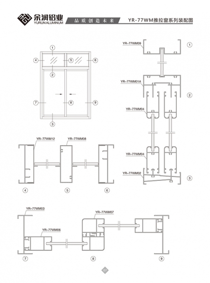 YR-77WM推拉窗系列裝配圖