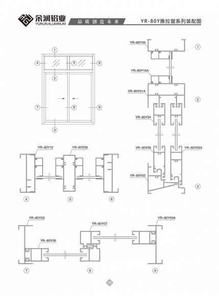 YR-80Y推拉窗系列裝配圖