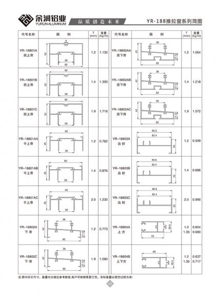 YR-188推拉窗系列簡圖