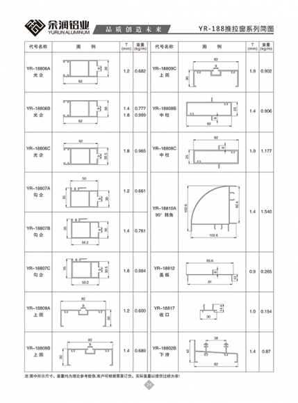 YR-188推拉窗系列簡圖