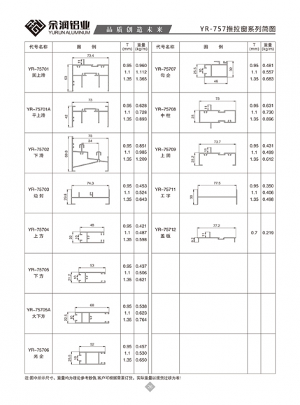 YR-757推拉窗系列簡圖