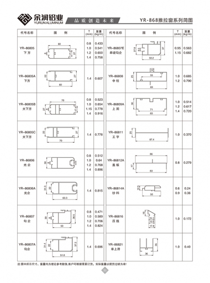YR-868推拉窗系列簡(jiǎn)圖