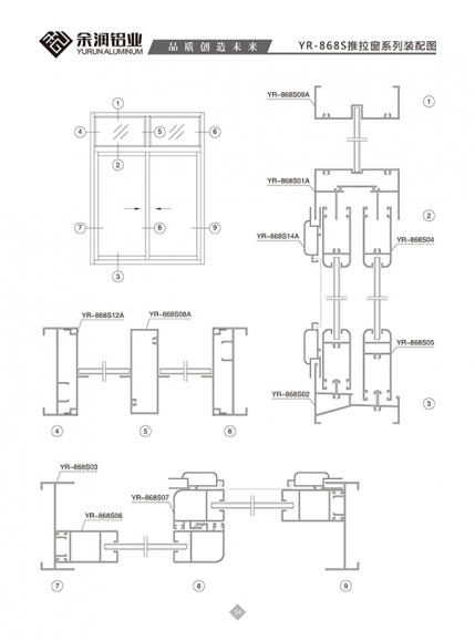 YR-868S推拉窗系列裝配圖