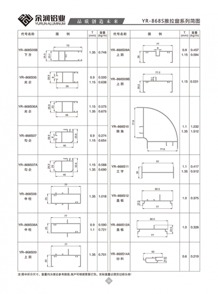 YR-868S推拉窗系列簡(jiǎn)圖