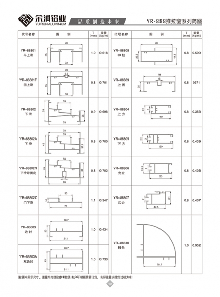 YR-888推拉窗系列簡圖
