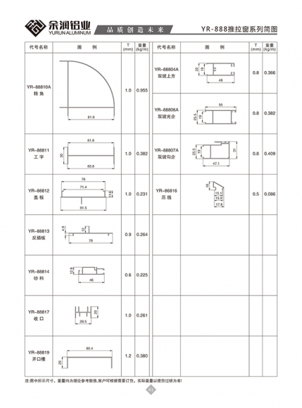YR-888推拉窗系列簡圖