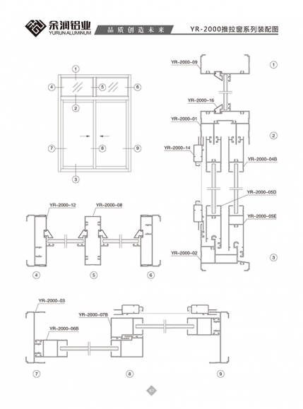 YR-2000推拉窗系列裝配圖