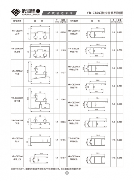 YR-C80C推拉窗系列簡(jiǎn)圖