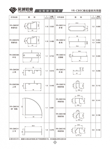 YR-C80C推拉窗系列簡(jiǎn)圖