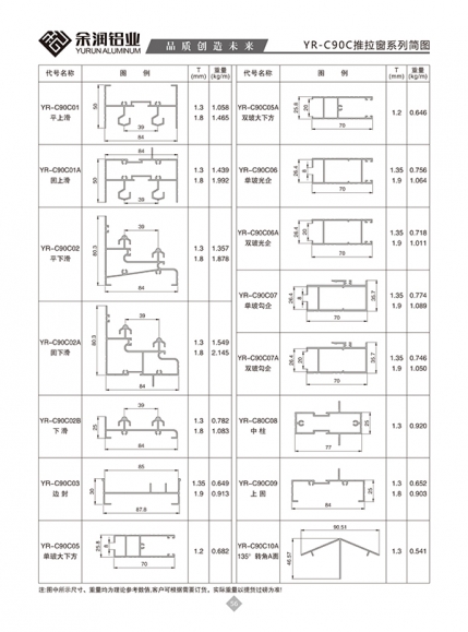 YR-C90C推拉窗系列簡(jiǎn)圖