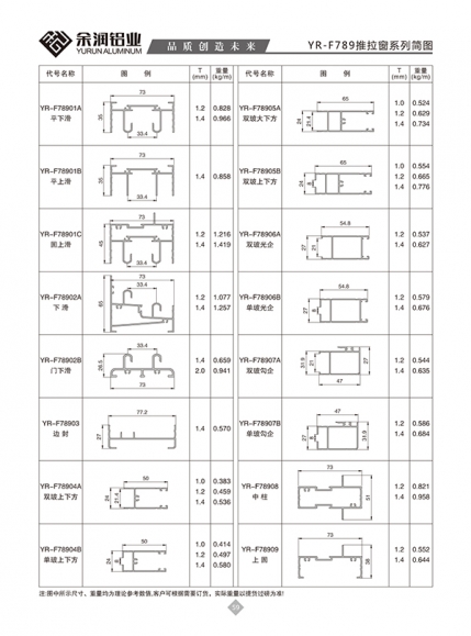 YR-F789推拉窗系列簡(jiǎn)圖