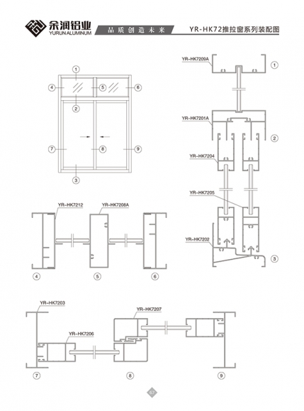 YR-HK72推拉窗系列裝配圖
