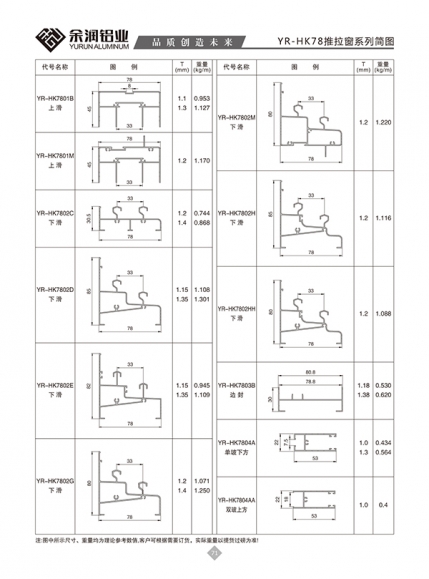 YR-HK78推拉窗系列簡(jiǎn)圖