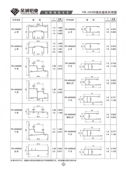 YR-HK90推拉窗系列簡(jiǎn)圖