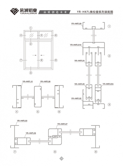 YR-HKFL推拉窗系列裝配圖