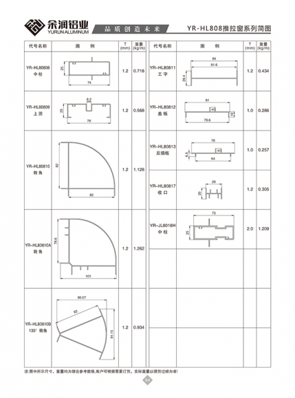 YR-HL808推拉窗系列簡圖