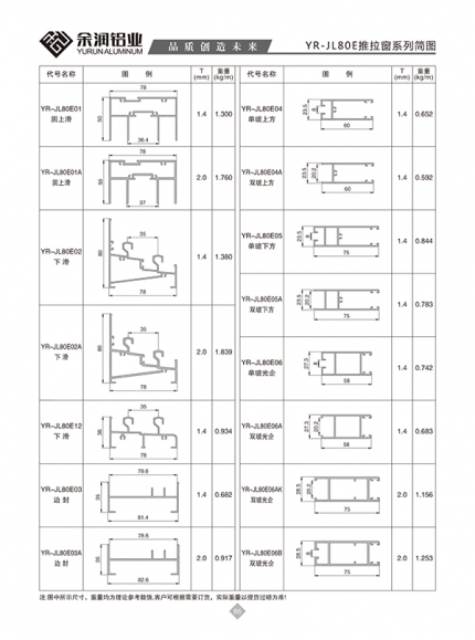 YR-JL80E推拉窗系列簡(jiǎn)圖