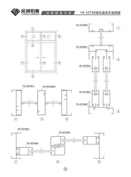 YR-SZ788推拉窗系列裝配圖