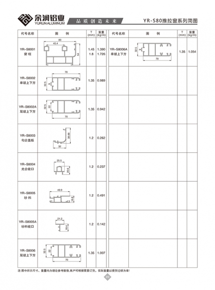 YE-S80推拉窗系列簡(jiǎn)圖