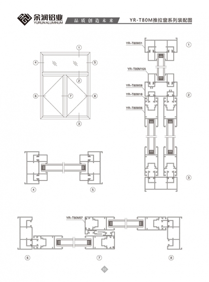 YR-T80M推拉窗系列裝配圖