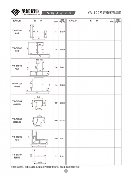 YR-50C平開窗系列簡圖