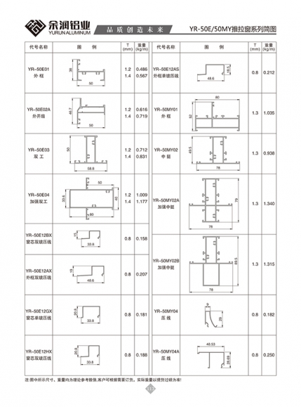 YR-50E/50MY推拉窗系列簡(jiǎn)圖