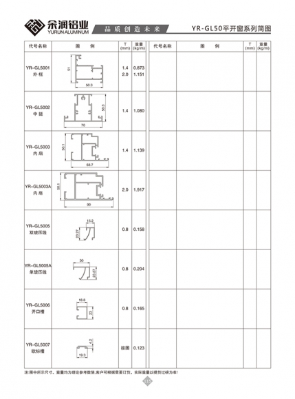 YR-GL50平開窗系列簡(jiǎn)圖