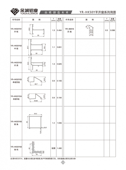 YR-HK50Y平開窗系列簡(jiǎn)圖