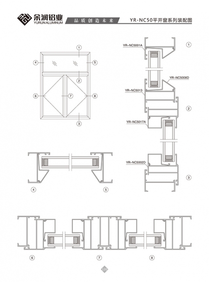 YR-NC50平開窗系列裝配圖