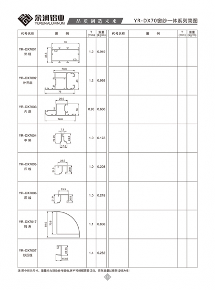 YR-DX70窗紗一體系列簡圖