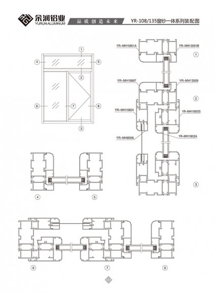 YR-108/135窗紗一體系列裝配圖