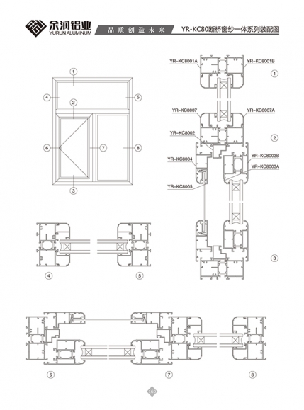 YR-KC80斷橋窗紗一體系列裝配圖