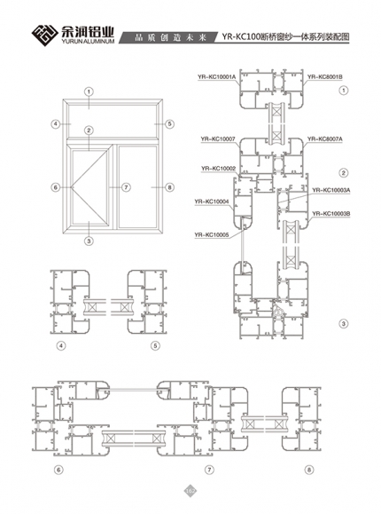 YR-KC100斷橋窗紗一體系列裝配圖