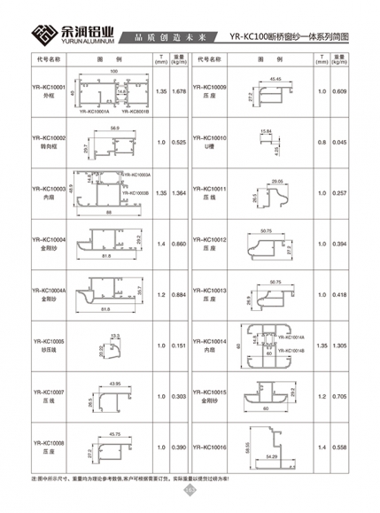 YR-KC100斷橋窗紗一體系列簡(jiǎn)圖