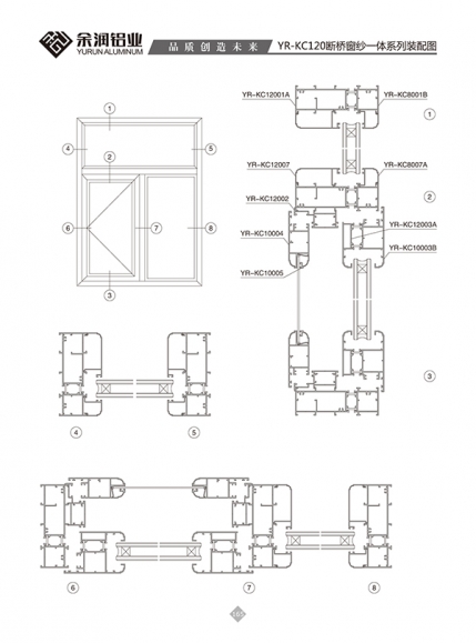 YR-KC120斷橋窗紗一體系列裝配圖