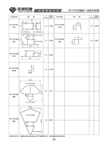 YR-YTF100窗紗一體系列簡圖