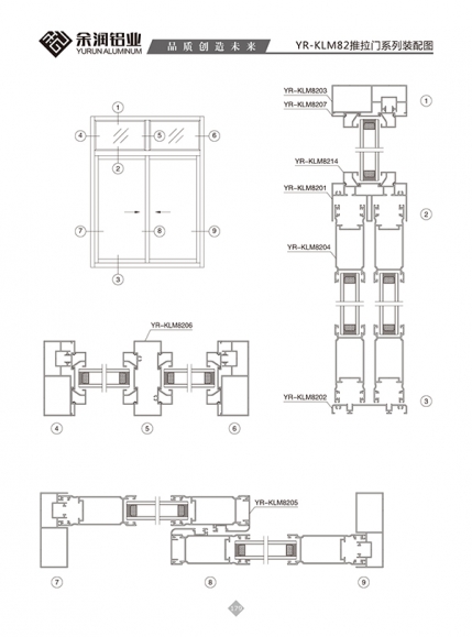 YR-KLM82推拉窗系列裝配圖