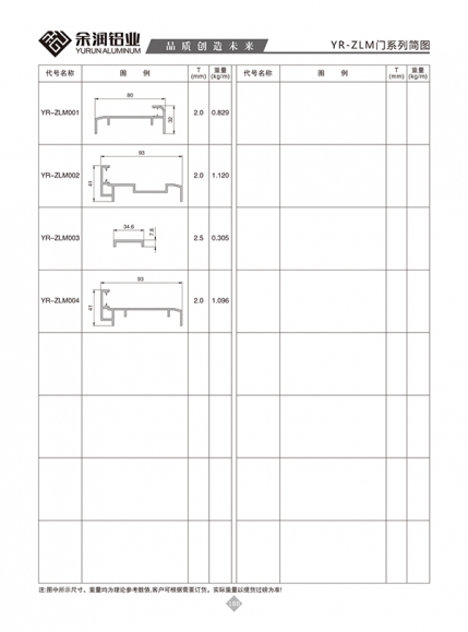 YR-ZLM門系列簡圖
